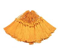 100pcs 13cm/5 Inch Silky Floss bookmark Tassels with 2-Inch Cord Loop and Small Chinese Knot for Jewelry Making, Souvenir, Bookmarks, DIY Craft Accessory (Light Orange)