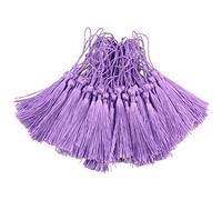 100pcs 13cm /5 Inch Silky Floss bookmark Tassels with 2-Inch Cord Loop and Small Chinese Knot for Jewelry Making, Souvenir, Bookmarks, DIY Craft Accessory (Purple)