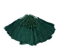 100pcs 13cm/5 Inch Silky Floss bookmark Tassels with 2-Inch Cord Loop and Small Chinese Knot for Jewelry Making, Souvenir, Bookmarks, DIY Craft Accessory (Dark Green)