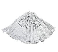 100pcs 13cm/5 Inch Silky Floss bookmark Tassels with 2-Inch Cord Loop and Small Chinese Knot for Jewelry Making, Souvenir, Bookmarks, DIY Craft Accessory (Silver)