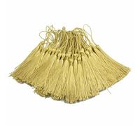 100pcs 13cm/5 Inch Silky Floss bookmark Tassels with 3-Inch Cord Loop and Small Chinese Knot for Jewelry Making, Souvenir, Bookmarks, DIY Craft Accessory(Gold)