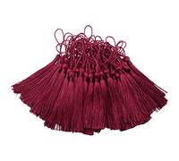 100pcs 13cm Silky Floss Bookmark Tassels for DIY Crafts-Wine Red