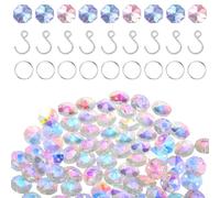 100Pcs 14mm Crystal Suncatcher Beads, Bulk AB Color Sun catcher Supplies Chandelier, Crystal Glass Octagon Beads for DIY Jewelry Making, Chandelier Replacement