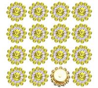 100PCS 14MM Sew on Rhinestones Gems, Flower Gold Claw Rhinestones Glass Crystals Jewelry for Crafting Sewing Clothes Dresses Shoes Belt Decoration Crafts Accessories (Lemon Yellow)