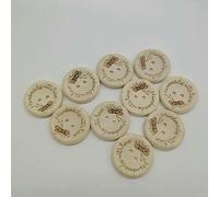 100pcs 15/20/25mm Carving Handmade with Love Wood Buttons Flatback 2 Holes Wooden Button Sewing Tools DIY Scrapbook Craft-bee-15mm