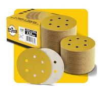100PCS 150mm 120 Grit 6 inch 6 Hole Sanding Discs Sandpaper - Premium Gold Round Hook and Loop for Random Orbital Sander - Ideal for Wood, Metal, Automotive