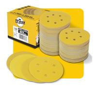 100PCS 150mm 6 inch 6 Hole Sanding Discs Sandpaper Mixed Grits - Premium Gold Round Hook and Loop for Random Orbital Sander (60, 80, 120, 220, 320 Grit Variety Pack)