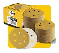 100PCS 150mm 60 Grit 6 inch 6 Hole Sanding Discs Sandpaper - Premium Gold Round Hook and Loop for Random Orbital Sander - Ideal for Wood, Metal, Automotive