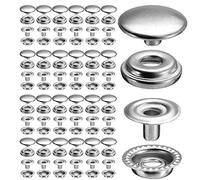 100pcs 15mm Stainless Steel Fastener Snap Press Stud Cap Button Marine Boat Canvas Line 24(4 Components, 5pcs for Each)