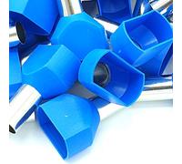 100pcs 16mm Blue Dual Bootlace Crimp Ferrules Insulated Cord End Terminal