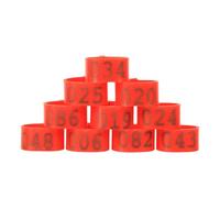 100pcs 16mm Clip On Leg Rings Number 001-100 for Chickens Ducks Hens Poultry for Dove Chicks Hen Parrot Birds Identification(Red)