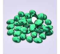 100pcs 18 * 25mm Black Color Big Oval Rhinestones Flatback Acrylic Gems Glue On Clear AB Crystals Stones for DIY Garment-Dark Green