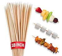 100pcs 18" long Bamboo Skewers Sticks for BBQ Kabob Grilling Barbecue Marshmallow Roasting Stick 4mm Thick Wooden Smore Sticks Craft (18 inch)