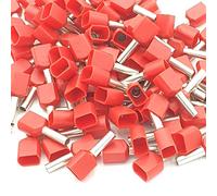 100pcs 1mm Red Dual Bootlace Crimp Ferrules Insulated Cord End Terminal