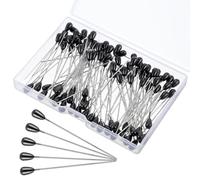 100Pcs 2.17 Inch Black Large Sewing Pins, Ymapinc Teardrop Pearl Corsage/Boutonniere Pins for Flowers Wedding Bouquets Decor, Floral Pin & Dressmakers Pin for Crafts/Hat/Brooch Making