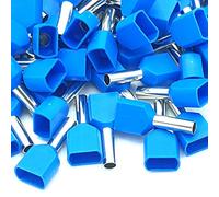 100pcs 2.5mm Blue Dual Bootlace Crimp Ferrules Insulated Cord End Terminal