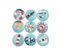 100pcs 2 Colorful Buttons Small Wooden Buttons Wide Side Push Button DIY Snaps Sea Anchor Wood Scrapbooking Bamboo Decorate