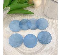100PCS 2-in Round Shells Pieces with 2 Hole, Polished Round Shell Slice - Capiz Shells Pearl Coin Beads - Handmade Decorative Accessories for DIY(Blue)
