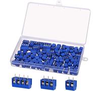 100PCS 2 Pin 3 Pin 4 Pin PCB Mount Screw Terminal Block Connector, KWOKWEI Blue Socket Strips 5mm Pitch for Arduino and Home Electronics Projects (80 x 2 Pin, 15 x 3 Pin, 5 x 4 Pin)