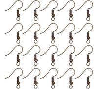 100Pcs 20 * 17mm Red Copper Earring Hooks Hypo-allergenic Ear Wires Fish Hooks with Ball and Coil Earring Wires Jewelry Findings for DIY Jewelry Making Earrings Parts，Earrings Backs and Findings