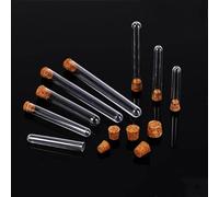 100pcs 200pcs Dia 12mm-25mm Lab Clear Plastic Test Tubes with Corks Stoppers Laboratory School Wedding Favor Gift Tube(15x100mm 100pcs)