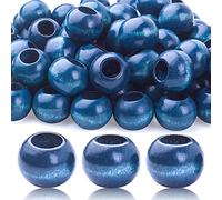 100pcs 20mm Dark Blue Wooden Beads Round Wood Beads with 10mm Large Hole Wooden Macrame Beads Loose Wood Spacer Beads for Jewelry Crafts Making Home Wall Decor