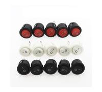 100Pcs 20mm Diameter Small Round Rocker Switches Black Round Black White Red 2 Pin ON-OFF Rocker Switch IDGTTLDF(Mixed 100Pcs)