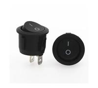 100Pcs 20mm Diameter Small Round Rocker Switches Black Round Black White Red 2 Pin ON-OFF Rocker Switch IDGTTLDF(Black 100Pcs)