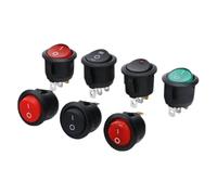 100pcs 20mm ON OFF ON Rocker Switch Round Push Button Switch 12V 24V Car Power Electrical Switch With Light Red Blue Green