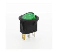 100Pcs 220V Red Blue Green Yellow Light ON-OFF SPST Round Rocker Switch 6A/250V 10A/125V AC IDGTTLDF(Green)