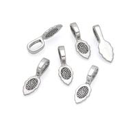 100pcs 26mm Glue On Jewelry Bail Pendant Clasp Antique Silver 15mm (0.6 Inch) Leaf Flat Pad Base Bulk for DIY Craft Jewelry Making MC-P2