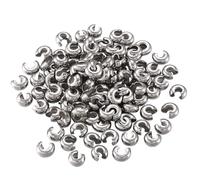 100pcs 304 Grade Stainless Steel Hypoallergenic Crimp Bead Knot Covers 4mm (0.16 Inch) Small Beads for Jewelry Craft Making SJF9-4