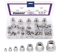 100Pcs 304 Stainless Steel Serrated Metric Acorn Cap Nuts Hex Dome Cap Assortment Kit, 7 Sizes - M3 M4 M5 M6 M8 M10 M12