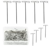 100pcs 32mm Metal Wig Pins with Box, T Pins for Crafts Sewing Jewelry (Silver)