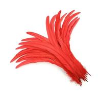 100Pcs 35-40cm Natural White Rooster Tail Feathers DIY Women's Feather Headwear Accessories Decoration-Red-100Pcs