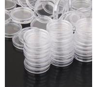 100PCS 35mm Clear Plastic Coin Capsules, Round Plastic Coin Holder Capsule Container Storage Case Box with Crescent Opening for Collectors for Collections, Gifts, Showcasing