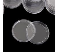 100Pcs 35mm Clear Round Plastic Coin Holder Capsules for Coin Storage, Transparent Reusable Coin Collection Containers with Crescent Opening