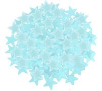 100pcs 3cm Sky Blue Glow in The Dark Stars and Moon Glow in The Dark Stickers Glowing Stars for Ceiling Sky Blue Wall Stickers with Big Moon for Women Room Decorations Gifts