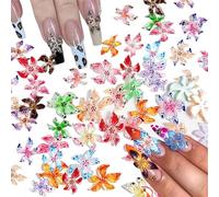 100PCS 3D Flower Nail Charms, Colourful 3D Flowers Nail Art Stickers, Nails Charms for Nails Art Accessories, Stickers Flowers Decorations for Manicure Designs DIY Crafts