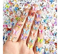 100PCS 3D Resin Butterflies for Crafts - Multicolor Ice Crystal Printing & Dyeing Butterflies, Nail Art DIY, Jewelry, Scrapbooking, Home Decor Embellishments