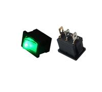 （100PCS） 3Pin KCD1 Seesaw Switch 21mm x 15mm Panel Cut 13x19mm O - Rectangle Rocker Switch With LED 12V/220V Light Toggle Switch(Green 12V LED)