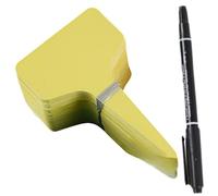 100pcs 4 Inch T-Type Plant Labels with Permanent Marker Pen, Waterproof Plastic Garden Labels Stakes Plant Markers for Outdoor Nursery, Seedlings, Potted Herbs - Greenhouse Accessories(Yellow)