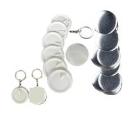100PCS 44mm 58mm Keychains Badge Making Parts Metal/Plastic Base Blank Key Chians Ring Button DIY Materials Compatible and Multi-Use(Metal Base 58mm)
