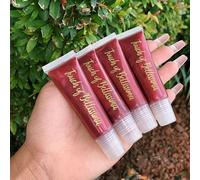 100pcs 45x15mm Transparent Sticker Custom White Letter Makeup Eyelash Case Lip Gloss Label Lipstick Personality Your Logo, Waterproof Label for DIY Lip Gloss Bottle (Gold Lettering)