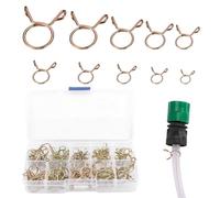 100pcs 5-14mm Hose Spring Clamps, Metal Hose Clips Fuel Line Clips for Water Pipe Tube Cl IPS Assortment Kit Double Wire Hose Clamps for Air Ho se Fuel Pipe Silicone Ho SES Motorcycle Scooter