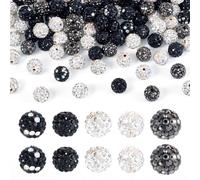 100Pcs 5 Styles Polymer Clay Rhinestone Beads Pave Disco Ball Beads 10mm, Hole: 1.5~2mm, 20pcs/Style