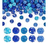 100Pcs 5 Styles Polymer Clay Rhinestone Beads Pave Disco Ball Beads 10mm, Hole: 1.5mm, 20pcs/Style