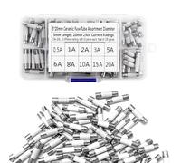 100Pcs 5 x 20 mm Fast Blow Ceramic Fuses Kit, 10Values 0.5A 1A 2A 3A 5A 6A 8A 10A 15A 20A 250V Household Mains Plug Fuse Ceramic Tube Fuses Cartridge Fuses Assortment Kit Quick Fuse for Mains Plug