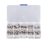 100Pcs 5 x 20mm Glass Fuse Tube Kit, 0~250V 0.2A 0.5A 1A 2A 3A 5A 8A 10A 15A 20A Fast-Blow Glass Fuse Assortment with Storage Box