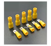 100pcs 50pairs 2.8mm 4.8mm 6.3mm Female Male Electrical Wiring Connector Insulated Crimp Terminal Spade FDFD2-250 MDD2-250(6.3mm Yellow 50pairs)